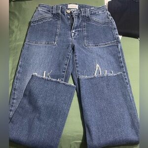 Frame Denim Light Blue High-Rise Straight Jeans